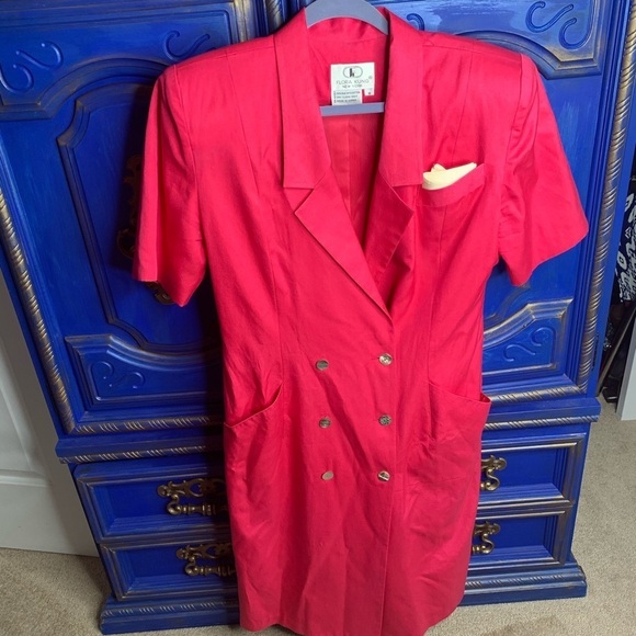 VTG 80s Flora Kung Silk Blend Dress Button Down 8 - Picture 1 of 3